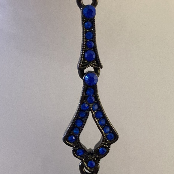 NWOT - Melanie Lyne Midnight Blue Crystal French Hook Dangle Earrings - Picture 7 of 10